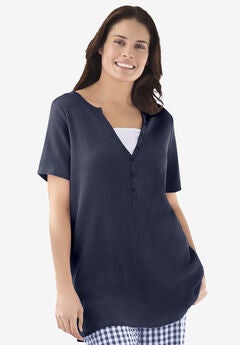Split-Neck Henley Thermal Tee