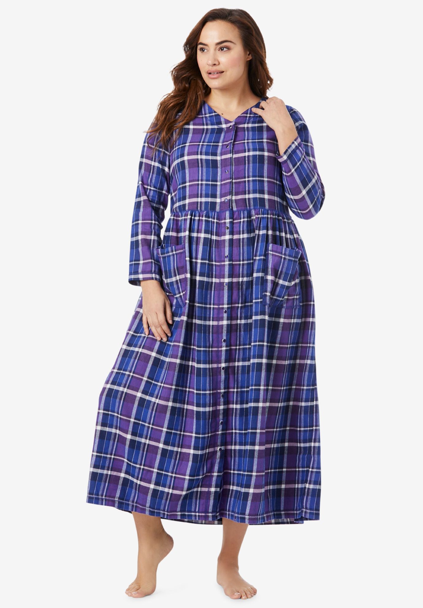 woman within flannel nightgown