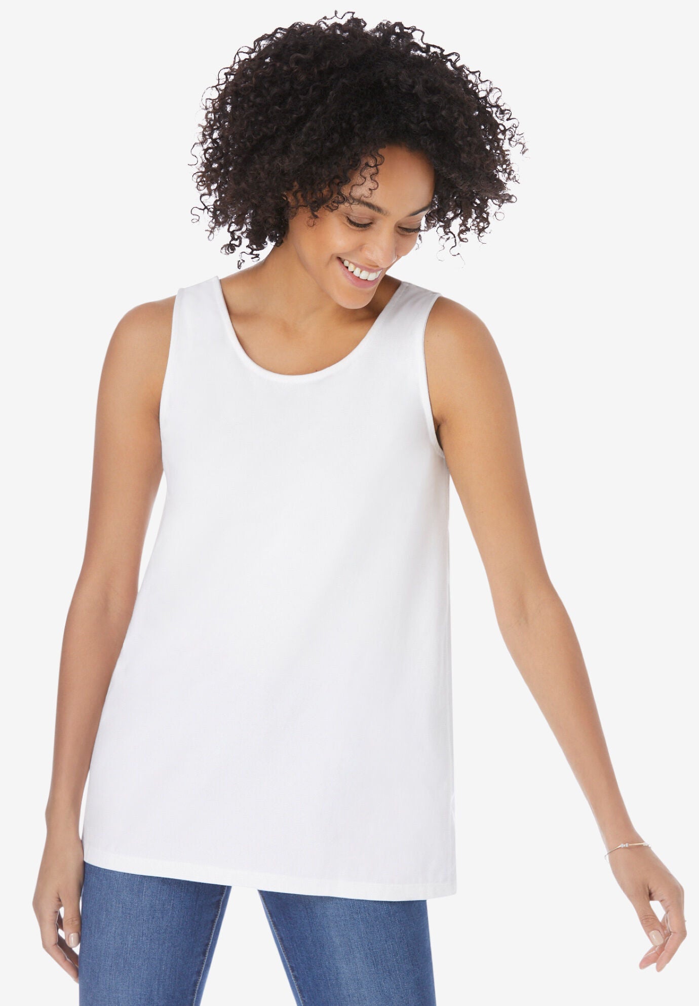 Woman Within Women s Plus Size Scoopneck Tank 3X Raspberry Sorbet