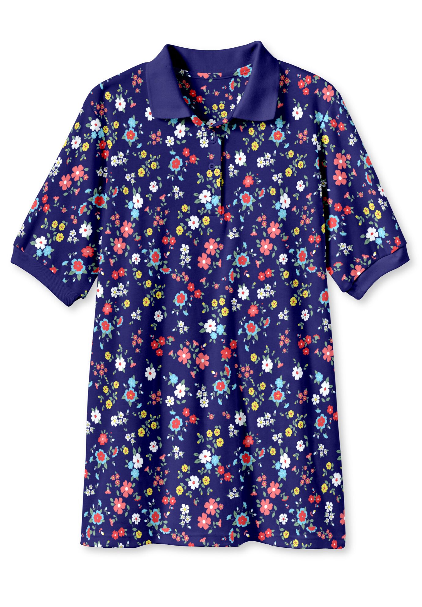 Elbow-Sleeve Polo Tunic, , alternate image number 3