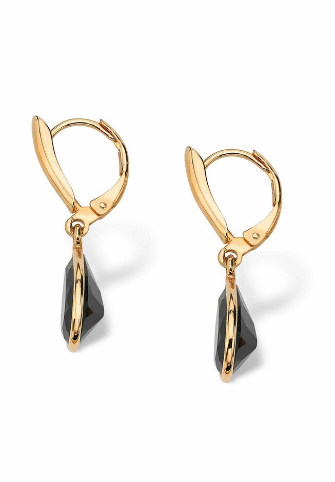 Pear-Shaped Black Onyx Drop Earrings, , on-hover image number 1