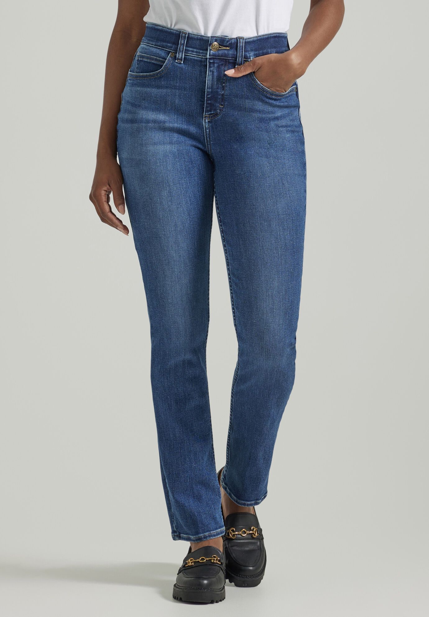 Ultra Lux Comfort With Flex Motion Stright Leg Jean Jean, COBALT SHEEN, hi-res image number 0