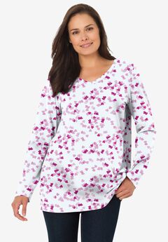 Perfect Printed Long-Sleeve V-Neck Tee