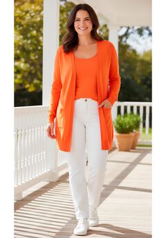 Perfect Longer-Length Cotton Cardigan Sweater