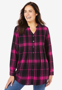 Pintucked Flannel Shirt