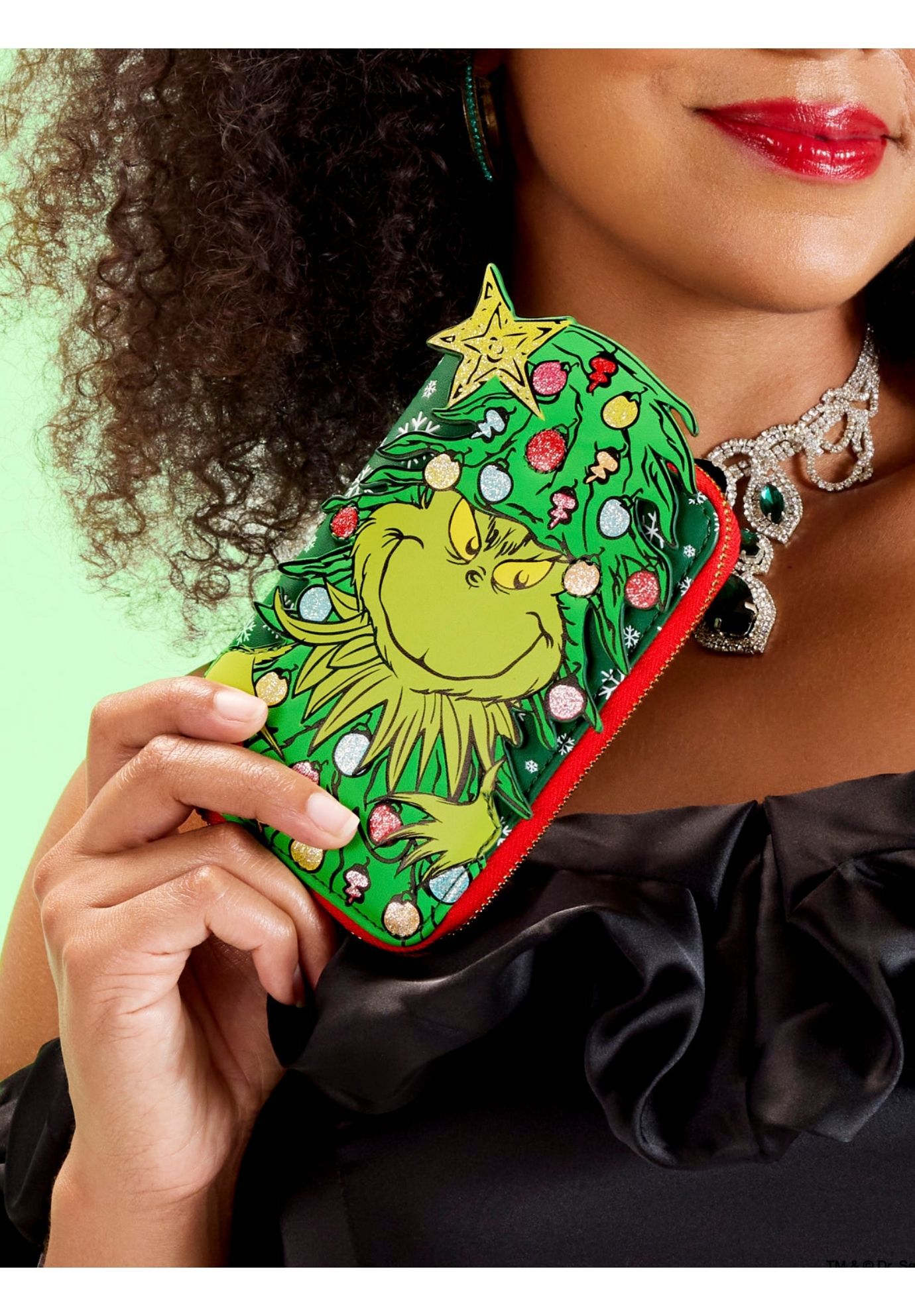 Loungefly x Dr. Seuss How the Grinch Stole Christmas! Tree Zip Around Wallet, GREEN, alternate image number 4