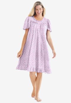 Short Floral Print Cotton Gown