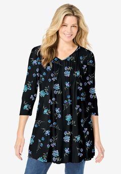 V-Neck Pintucked Tunic