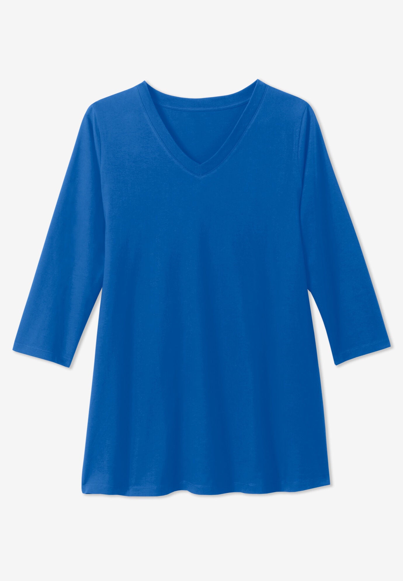 V neck 3/4 sleeve single layer tunic