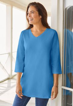 Perfect Three-Quarter Sleeve V-Neck Tunic