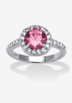 Sterling Silver Simulated Birthstone and Cubic Zirconia Ring