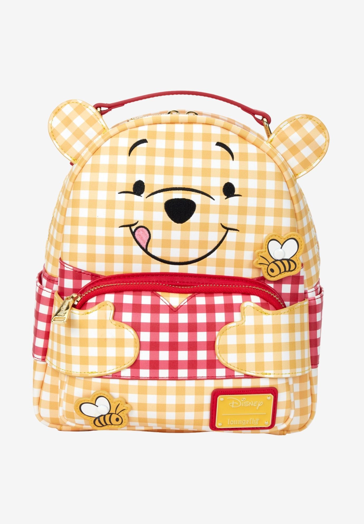 Loungefly x Disney Winnie The Pooh Mini Backpack Handbag Gingham Honey Bees, YELLOW, hi-res image number 0