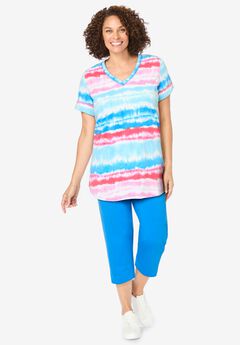 Two-Piece V-Neck Tunic & Capri Set
