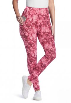 Side Pocket Ankle-Length Pull-On Stretch Knit Cotton Spandex Leggings