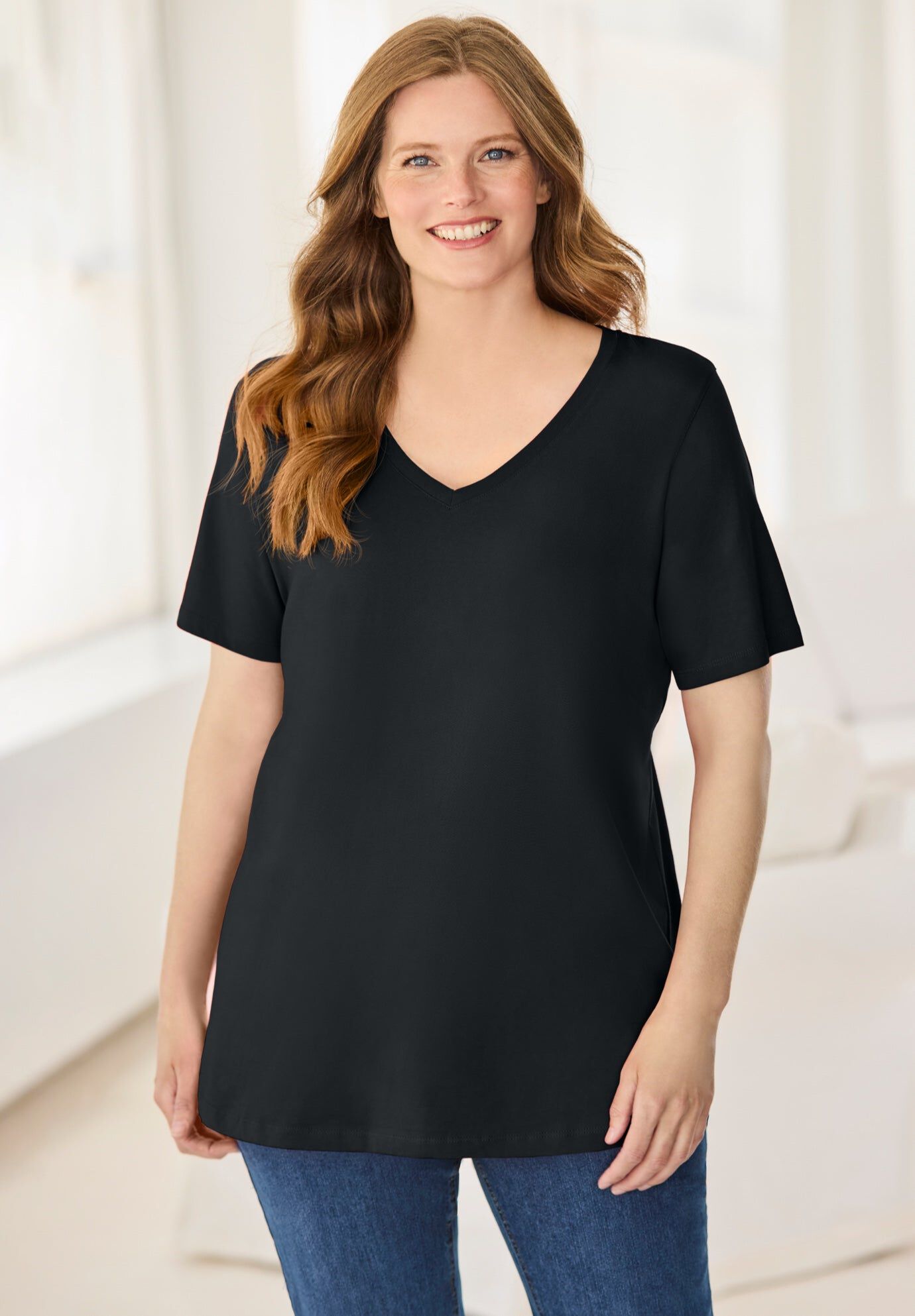 V Neck Dri Fit Shirts Women's Plus Size Plus Size Moisture