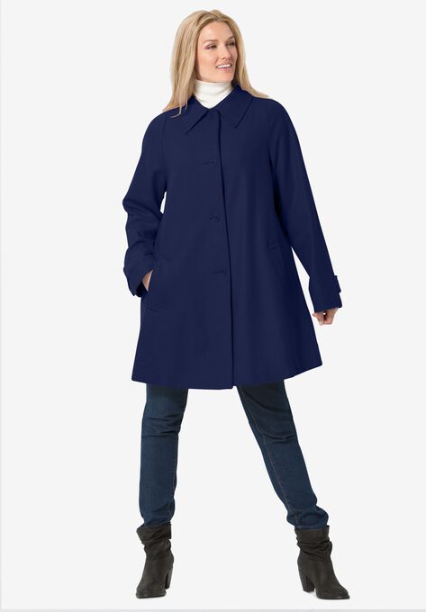 Wool-Blend Classic A-Line Coat, NAVY, hi-res image number null