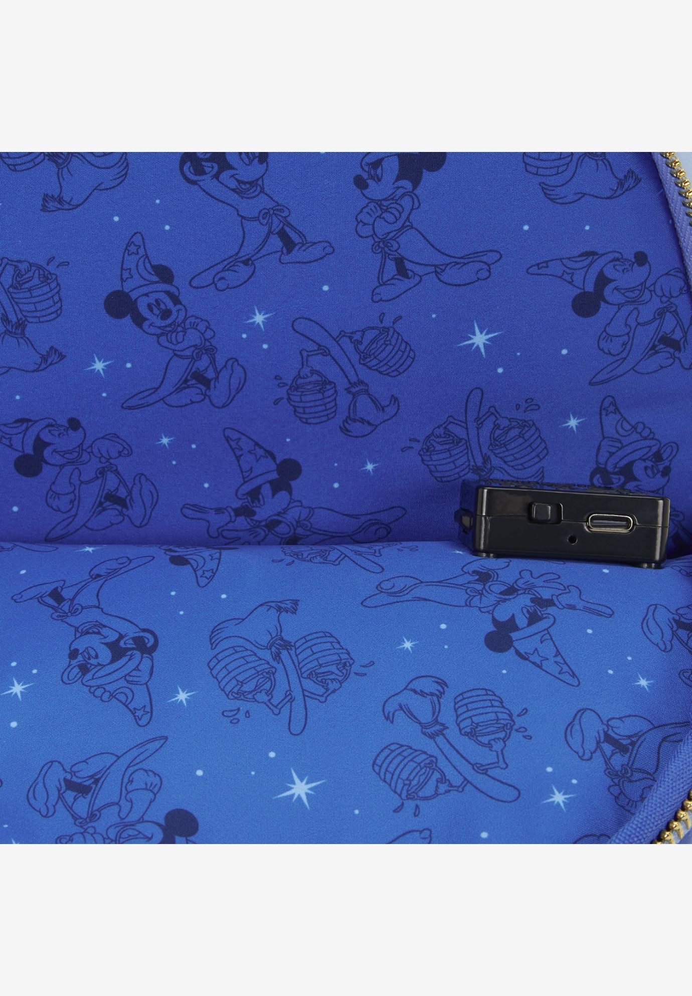 Loungefly x Disney Fantasia Mickey Mouse Light Up Mini Backpack, BLUE, alternate image number 3