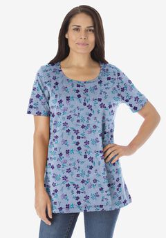 Perfect Printed Short-Sleeve Scoopneck Tee