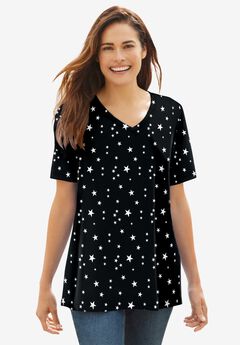 Perfect Printed Short-Sleeve V-Neck Tee