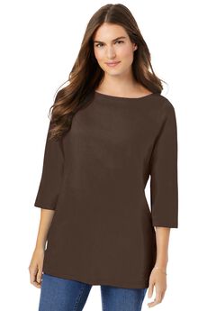 Perfect Three-Quarter Sleeve Boatneck Tee