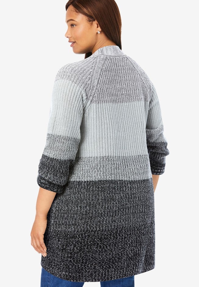 Ombre Shaker Cardigan, BLACK OMBRE, on-hover image number 1