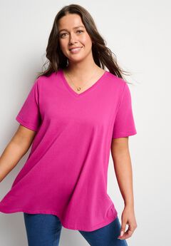 Built-In Bra V-Neck Short-Sleeve Tee