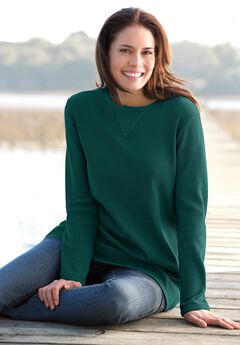 Long-Sleeve Crewneck Soft Waffle Knit Thermal Shirt