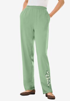 7-Day Embroidered Straight-Leg Knit Pant