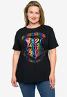 Harry Potter T-Shirt Hogwarts School Crest Rainbow Black, BLACK, hi-res image number null