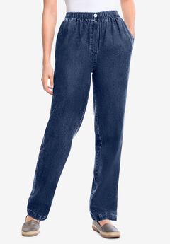 7-Day Straight-Leg Elastic-Waist Cotton Denim Pant