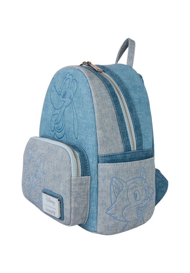 Loungefly x Disney Dogs and Cats Mini Backpack Faux Denim, BLUE, alternate image number null