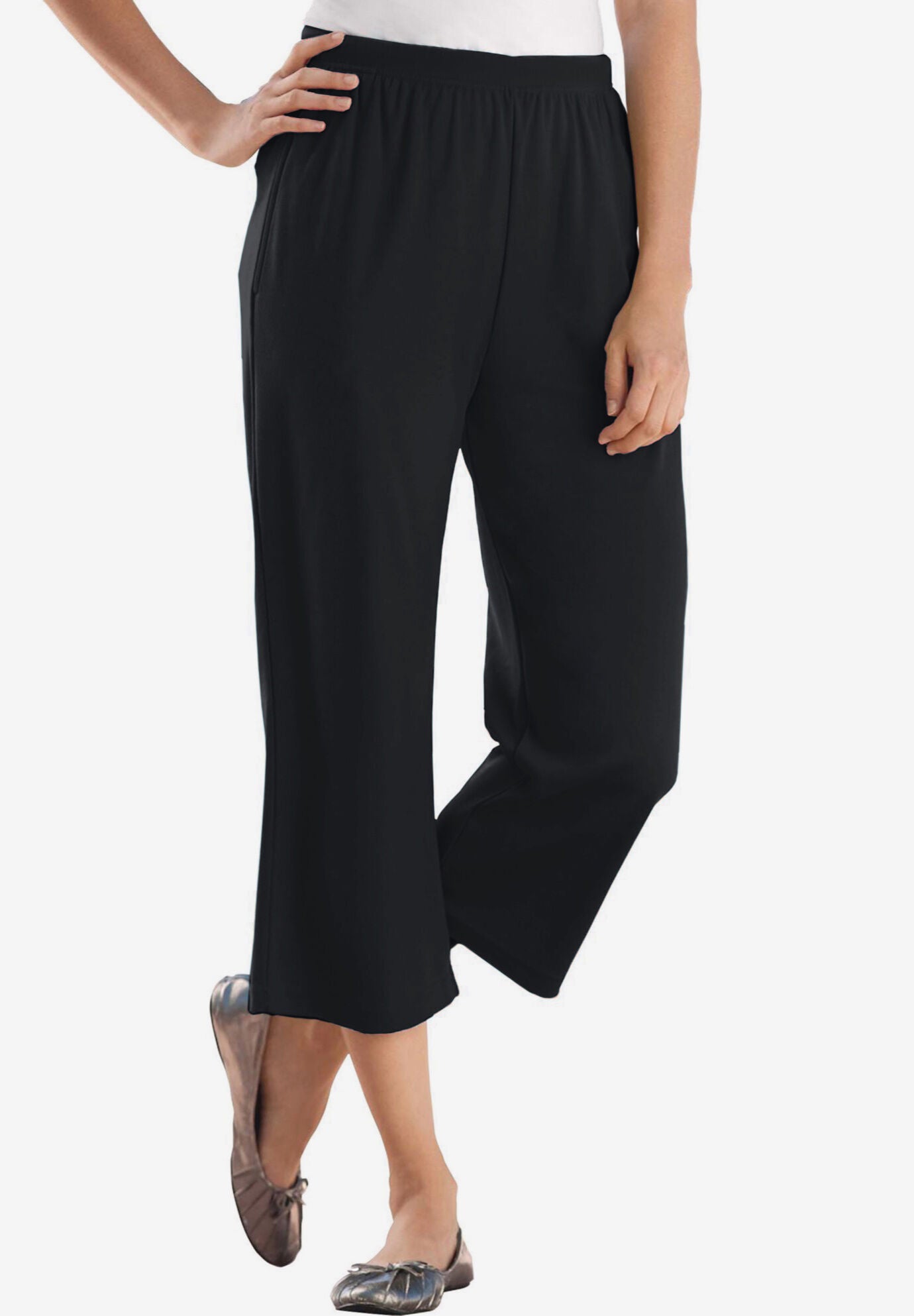 Women s Casual Plus Size Knit Capri Pants Woman Within