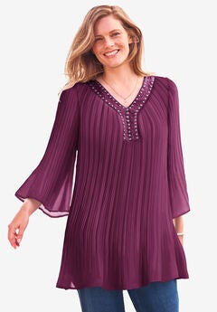 Embellished Pleated Blouse