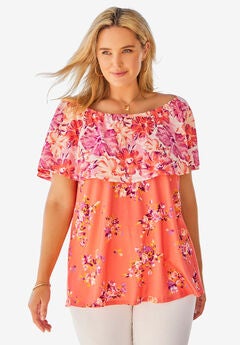 Off Shoulder Ruffle Tee