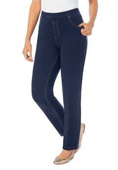 Knit Denim Straight-Leg Jean