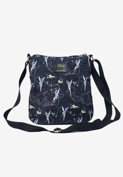 Loungefly Disney Tinker Bell Neverland Map Crossbody Bag Nylon Black