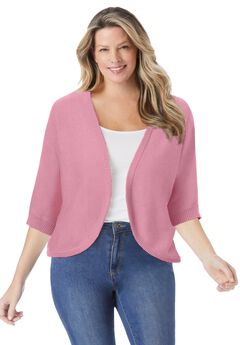 Rib Trim Cardigan Shrug Sweater