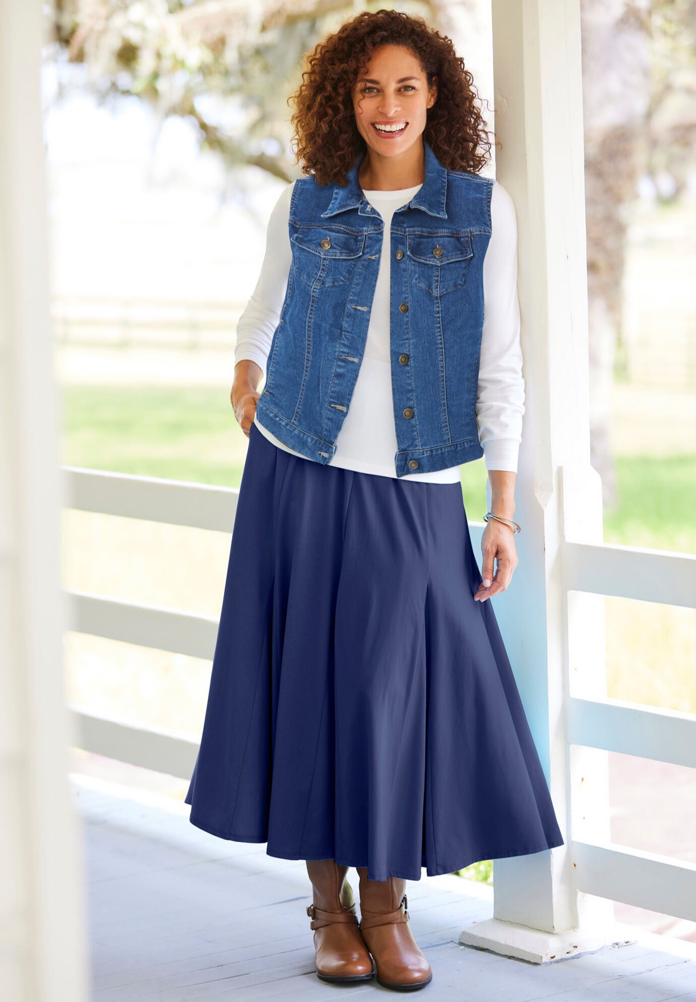 Stretch Denim Vest for Plus Size Women Light Stonewash Woman Within