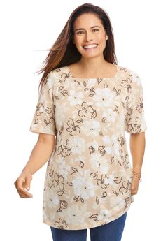 Plus Size Elbow Sleeve Tops