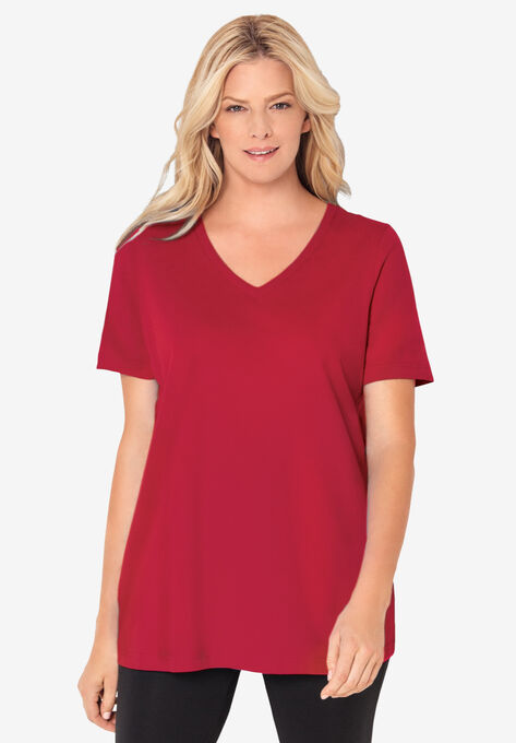 Perfect Short-Sleeve V-Neck Tee, CLASSIC RED, hi-res image number null