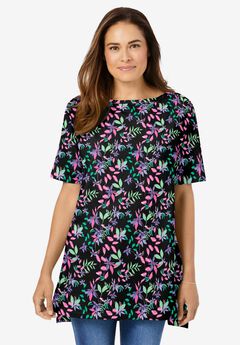 Perfect Printed Short-Sleeve Boatneck Tunic