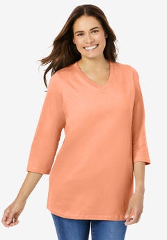 Perfect Three-Quarter Sleeve V-Neck Tee