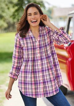 Pintucked Flannel Shirt