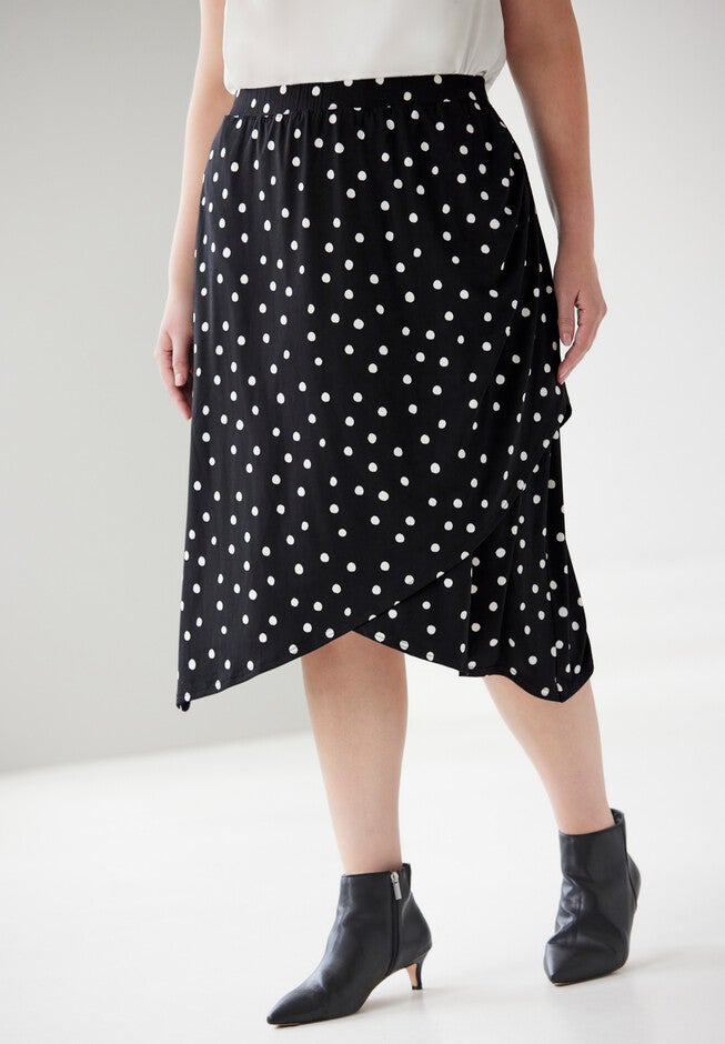 Ruched Skirt, BLACK TOSSED DOT, hi-res image number 0