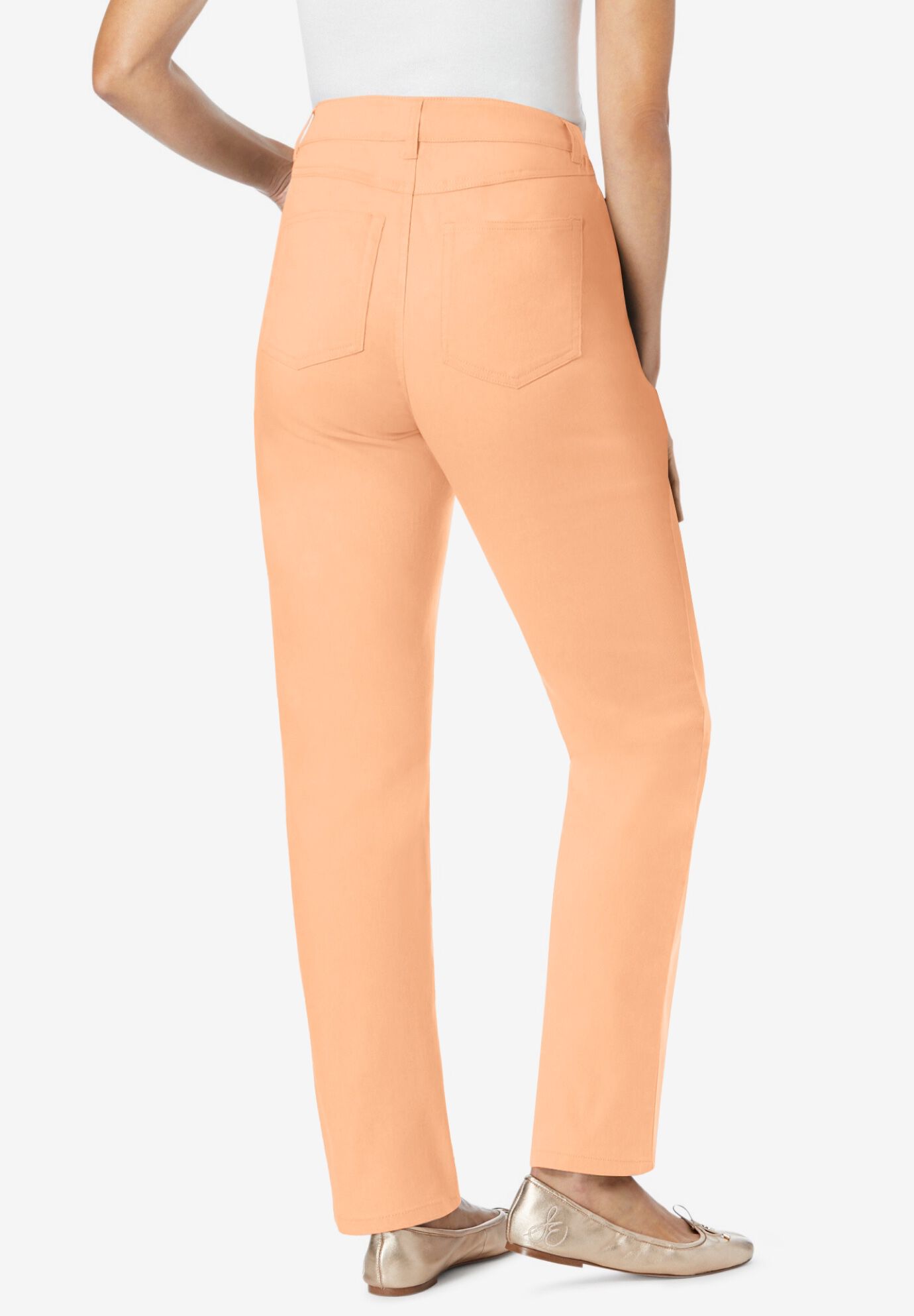 Straight-Leg Stretch Denim Five-Pocket Jeans, PEACH FUZZ, on-hover image number 1