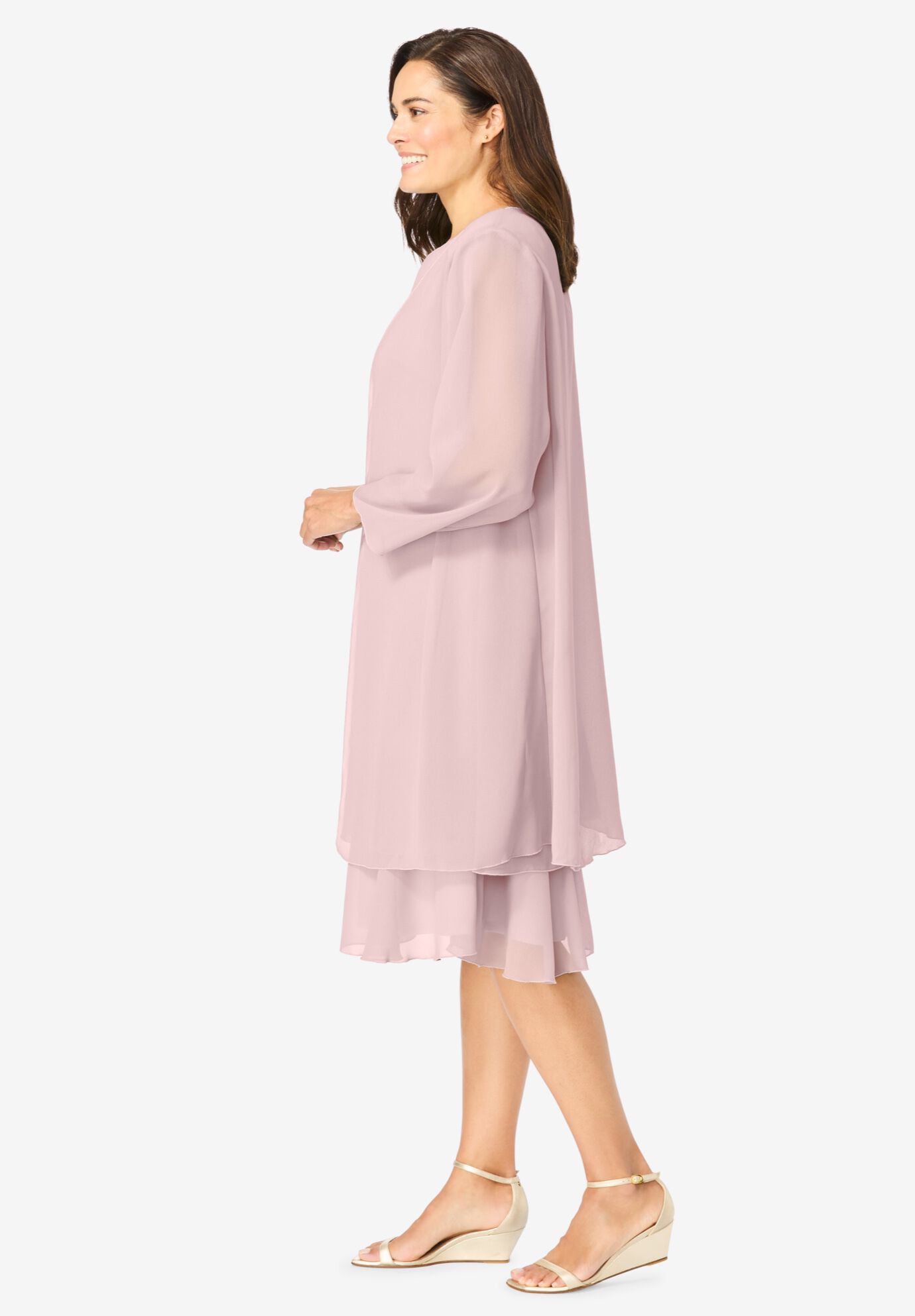 Woman Within Women s Plus Size 2 Piece Jacket Dress 22 W Rose