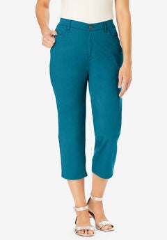 Perfect 5-Pocket Back-Elastic Denim Capri
