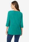 Perfect Three-Quarter Sleeve Boatneck Tee, , on-hover image number null