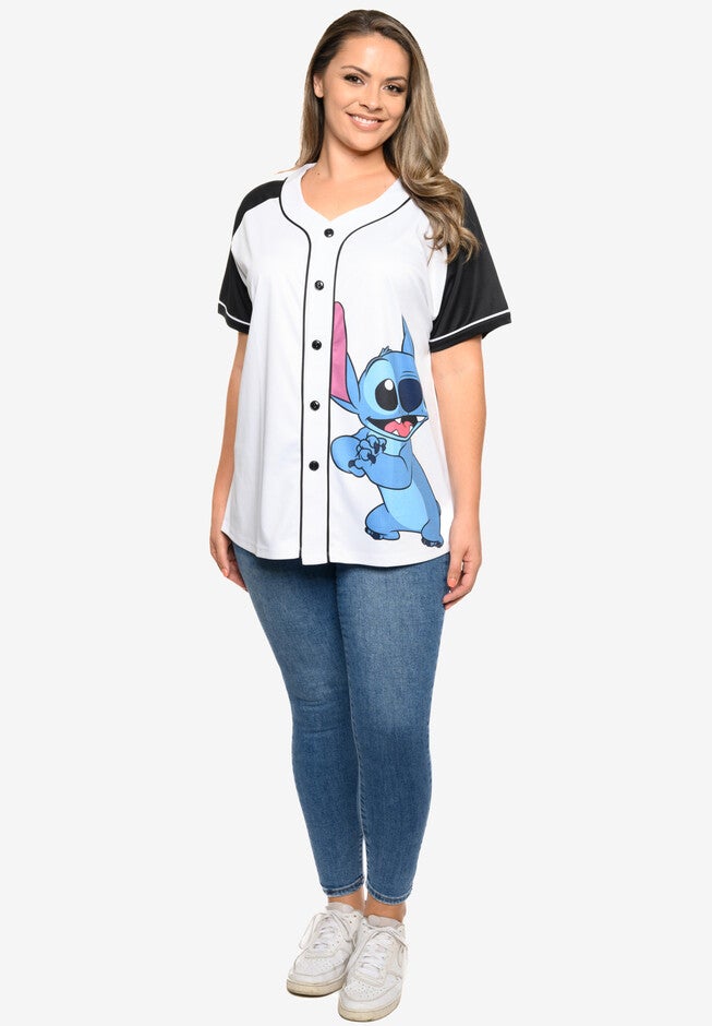 Disney Stitch Baseball Jersey Button Down Shirt , , alternate image number 4