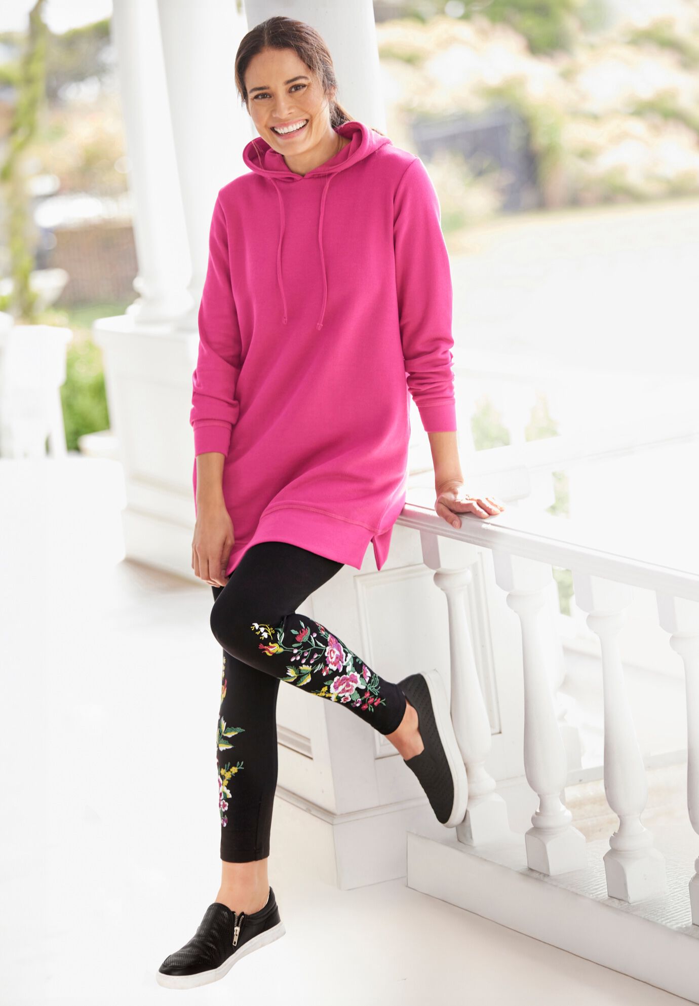 Stretch-Cotton Knit Pull-On Embroidered Leggings, , alternate image number 6